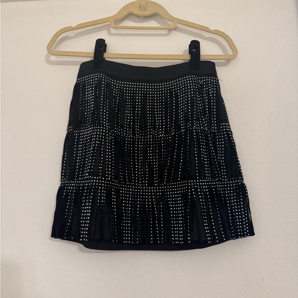 Main Strip Black Fringe Studded Western Skirt, Rodeo Skirt, Women’s Western Wear